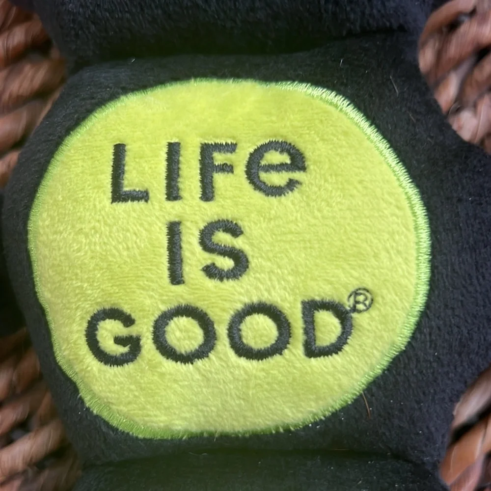 Black and Green “Life Is Good” Bat Crinkle/Squeaky Dog Toy